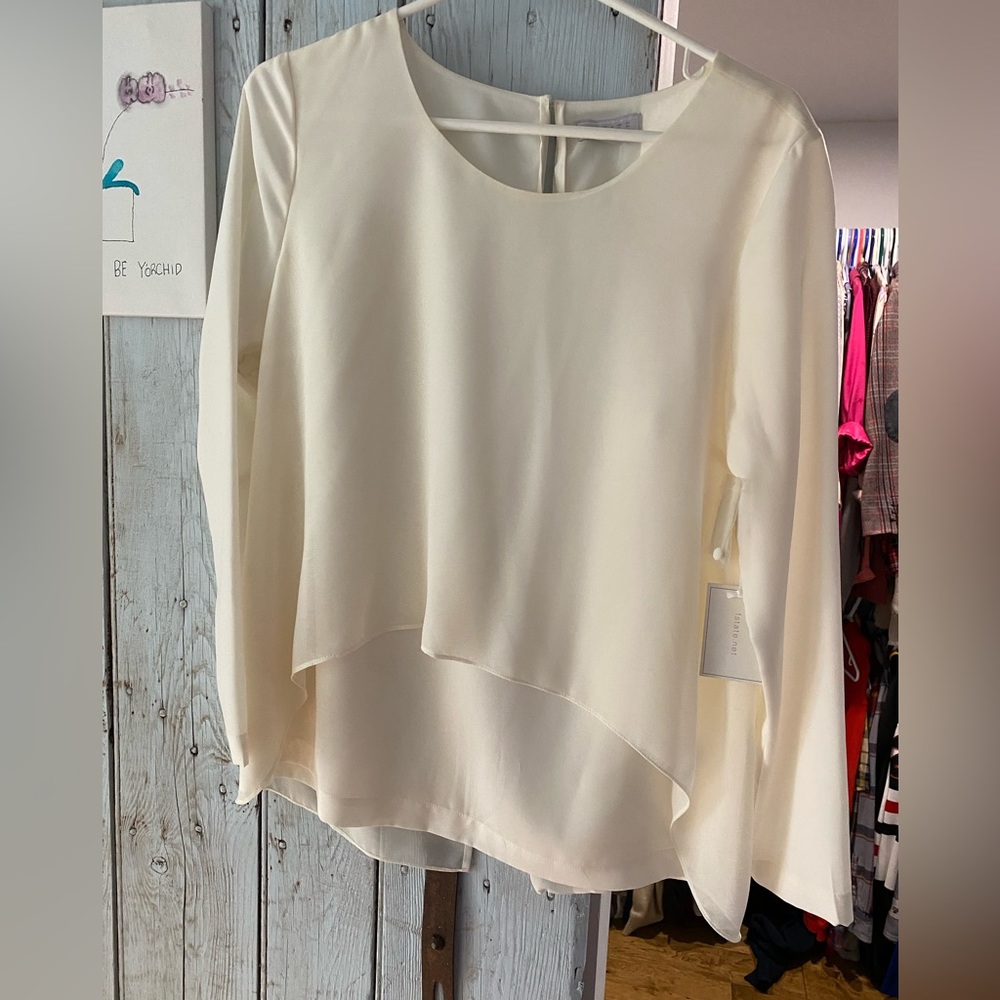 Brand new with tags cream silk 1. state blouse M